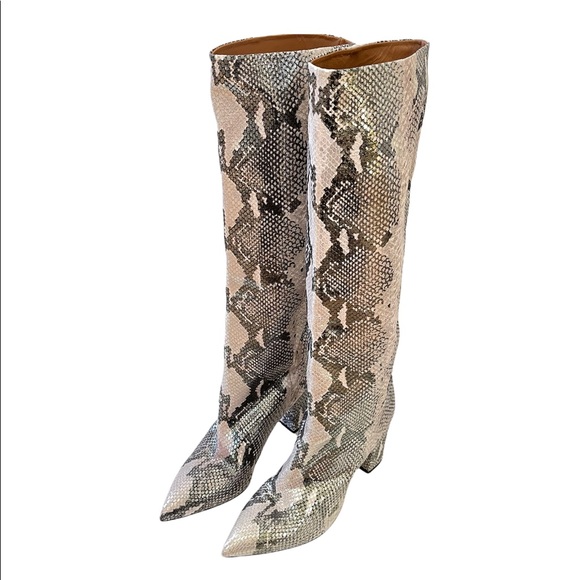 ***SOLD*** Paris Texas | Gold and Black Block Heel High Metallic Boots - Picture 15 of 15